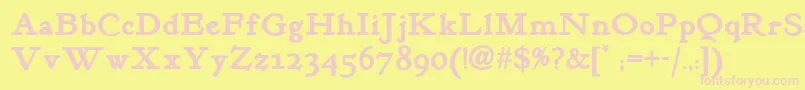 Kelmscottromannf ffy Font – Pink Fonts on Yellow Background