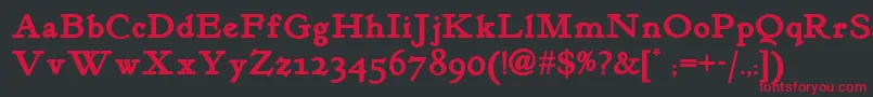 フォントKelmscottromannf ffy – 黒い背景に赤い文字