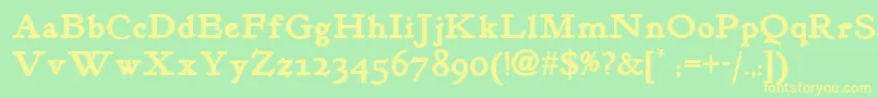 Kelmscottromannf ffy Font – Yellow Fonts on Green Background