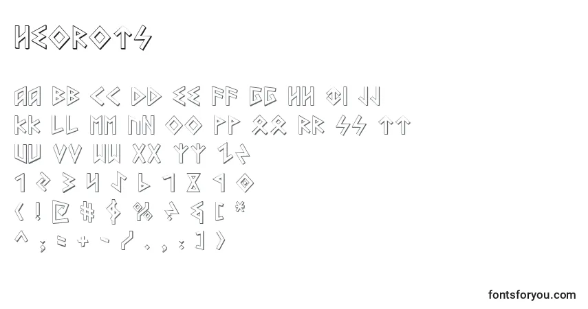 Czcionka Heorots – alfabet, cyfry, specjalne znaki