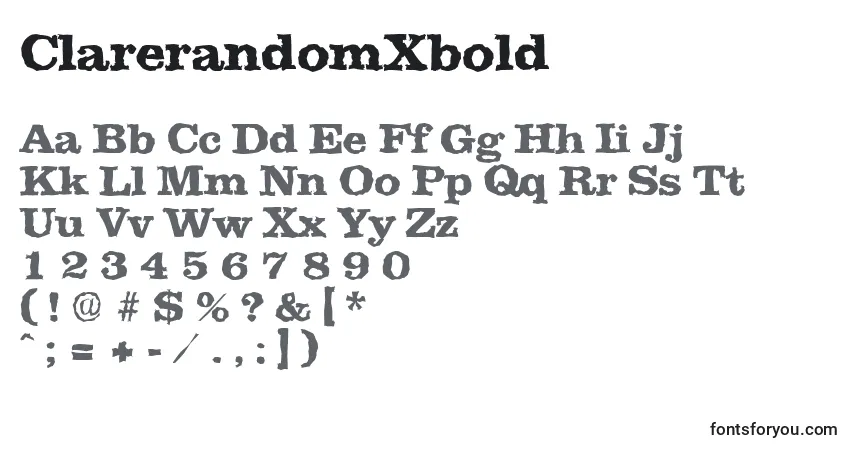 A fonte ClarerandomXbold – alfabeto, números, caracteres especiais