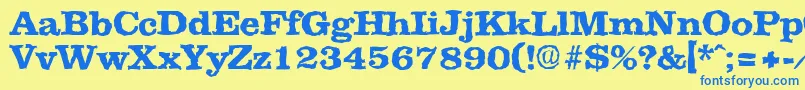 フォントClarerandomXbold – 青い文字が黄色の背景にあります。