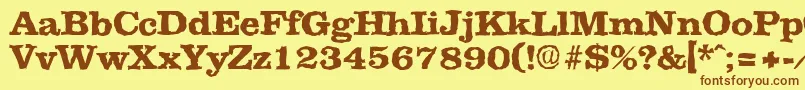 フォントClarerandomXbold – 茶色の文字が黄色の背景にあります。