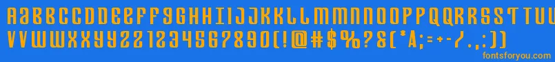 フォントDepartmenthboldtitle – オレンジ色の文字が青い背景にあります。