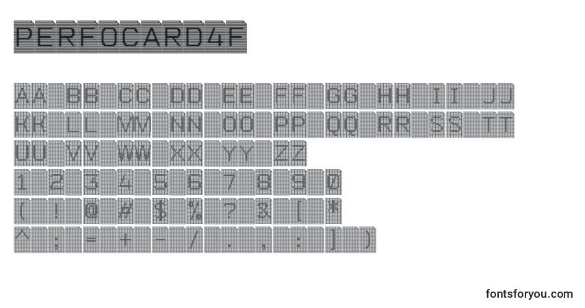 Czcionka Perfocard4f – alfabet, cyfry, specjalne znaki
