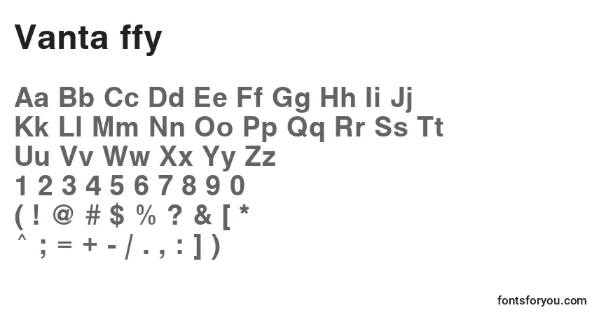 Czcionka Vanta ffy – alfabet, cyfry, specjalne znaki