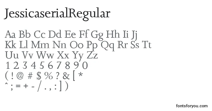 A fonte JessicaserialRegular – alfabeto, números, caracteres especiais