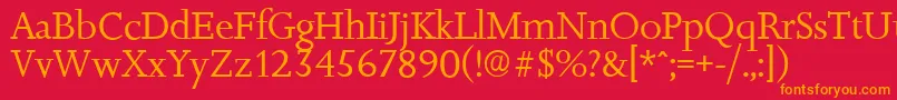 JessicaserialRegular Font – Orange Fonts on Red Background