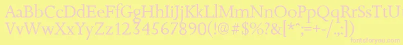 JessicaserialRegular-fontti – vaaleanpunaiset fontit keltaisella taustalla