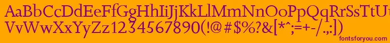 JessicaserialRegular-Schriftart – Violette Schriften auf orangefarbenem Hintergrund