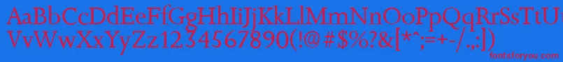 JessicaserialRegular Font – Red Fonts on Blue Background