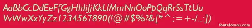 フォントNrbWelshGillianItalic – 赤い背景に緑の文字