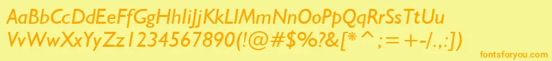 NrbWelshGillianItalic Font – Orange Fonts on Yellow Background