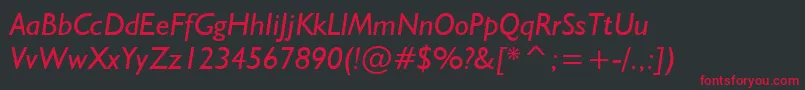 フォントNrbWelshGillianItalic – 黒い背景に赤い文字