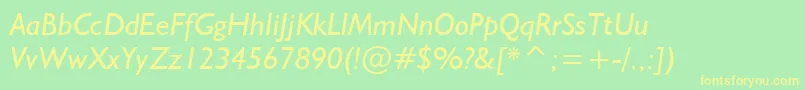 NrbWelshGillianItalic Font – Yellow Fonts on Green Background
