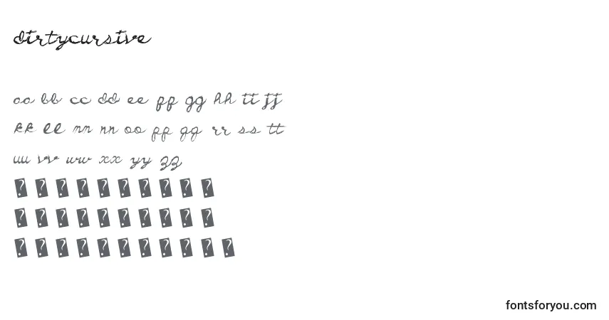 Schriftart Dirtycursive – Alphabet, Zahlen, spezielle Symbole