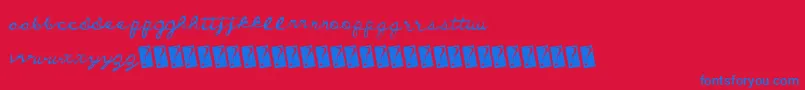 Dirtycursive Font – Blue Fonts on Red Background