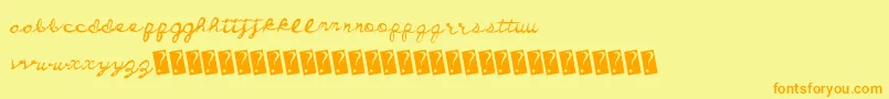 Fonte Dirtycursive – fontes laranjas em um fundo amarelo