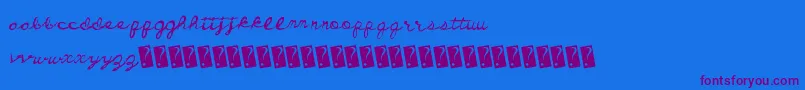 Dirtycursive-Schriftart – Violette Schriften auf blauem Hintergrund