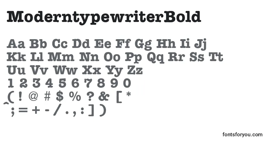 Шрифт ModerntypewriterBold – алфавит, цифры, специальные символы