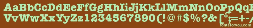 フォントModerntypewriterBold – 緑色の文字が茶色の背景にあります。
