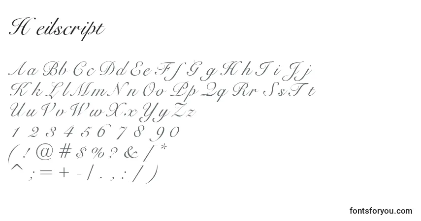 Heilscript-fontti – aakkoset, numerot, erikoismerkit