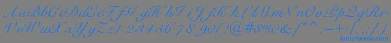 フォントHeilscript – 灰色の背景に青い文字