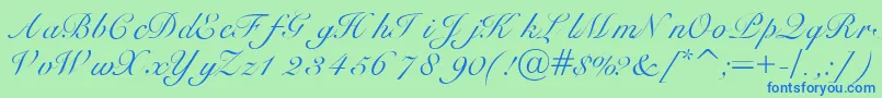 Heilscript-Schriftart – Blaue Schriften auf grünem Hintergrund