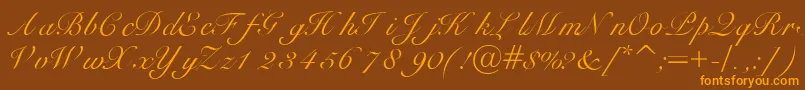 Heilscript Font – Orange Fonts on Brown Background