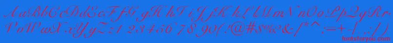 フォントHeilscript – 赤い文字の青い背景