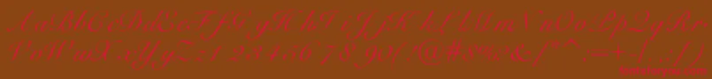Czcionka Heilscript – czerwone czcionki na brązowym tle