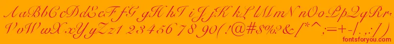Heilscript-Schriftart – Rote Schriften auf orangefarbenem Hintergrund