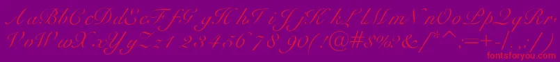 Heilscript-Schriftart – Rote Schriften auf violettem Hintergrund