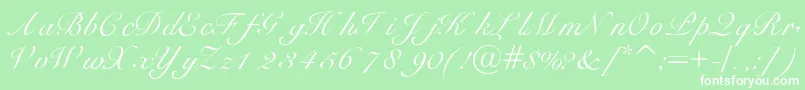 Fonte Heilscript – fontes brancas em um fundo verde