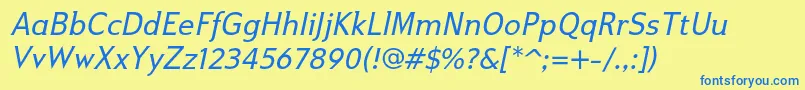 Ikariusadfno2stdItalic Font – Blue Fonts on Yellow Background