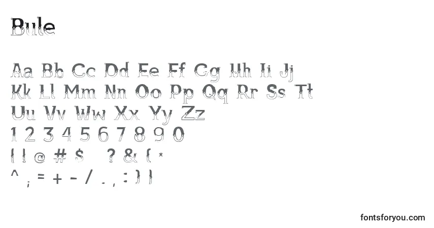 Czcionka Bule – alfabet, cyfry, specjalne znaki