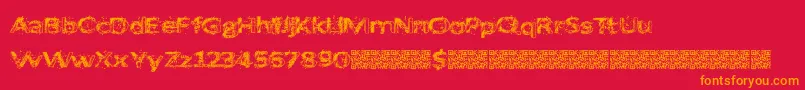 フォントArtbang – 赤い背景にオレンジの文字