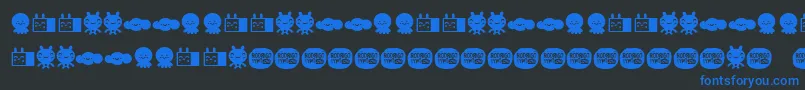 LamonaproDingbatKawaii-Schriftart – Blaue Schriften auf schwarzem Hintergrund