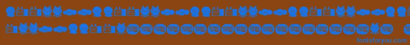LamonaproDingbatKawaii-Schriftart – Blaue Schriften auf braunem Hintergrund