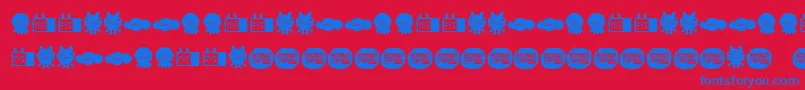 LamonaproDingbatKawaii-Schriftart – Blaue Schriften auf rotem Hintergrund