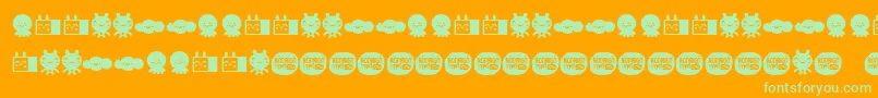 LamonaproDingbatKawaii-Schriftart – Grüne Schriften auf orangefarbenem Hintergrund