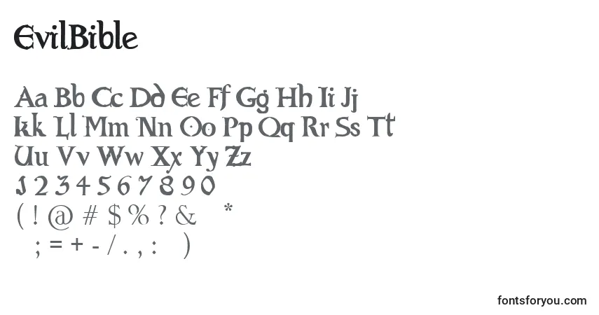 Czcionka EvilBible – alfabet, cyfry, specjalne znaki