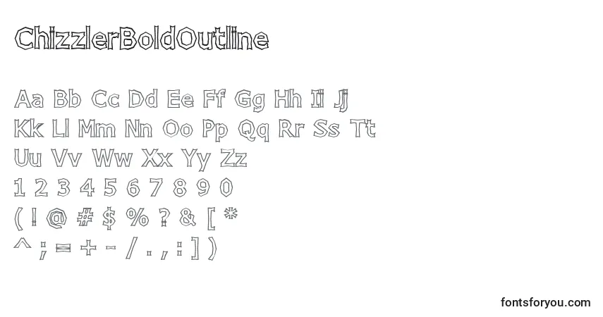 Шрифт ChizzlerBoldOutline – алфавит, цифры, специальные символы
