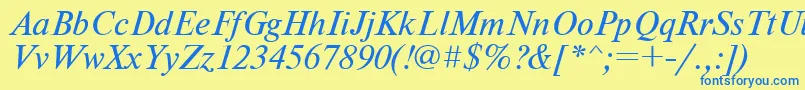 UkrainiantimesetItalic Font – Blue Fonts on Yellow Background