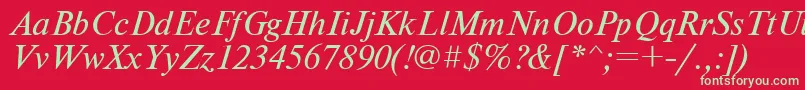 フォントUkrainiantimesetItalic – 赤い背景に緑の文字