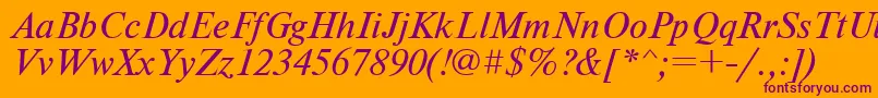 UkrainiantimesetItalic Font – Purple Fonts on Orange Background