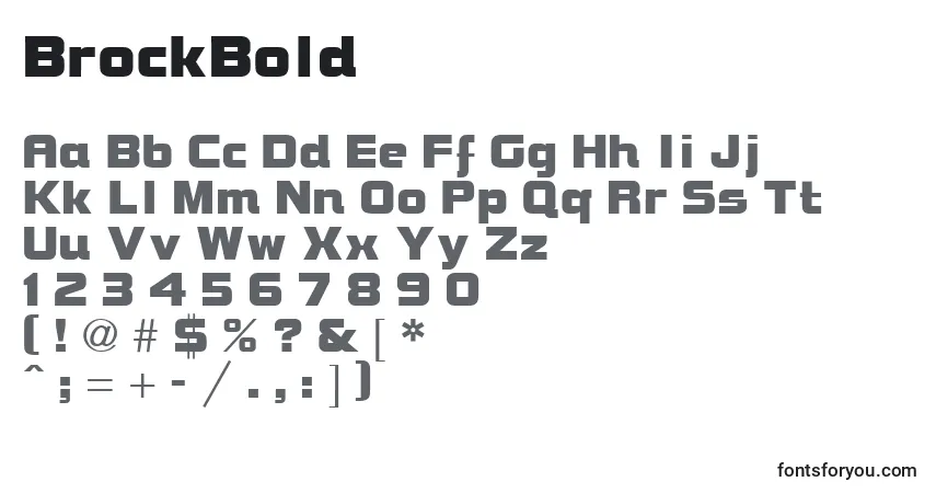 Schriftart BrockBold – Alphabet, Zahlen, spezielle Symbole