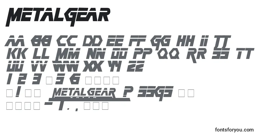Schriftart MetalGear – Alphabet, Zahlen, spezielle Symbole