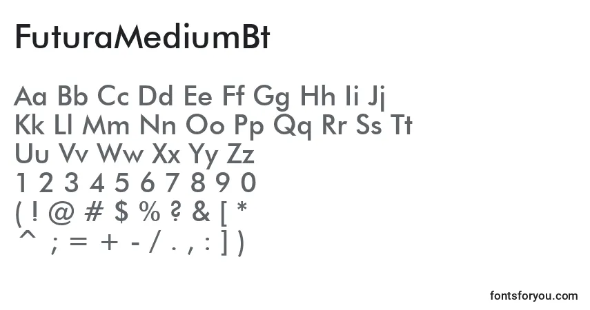 Czcionka FuturaMediumBt – alfabet, cyfry, specjalne znaki