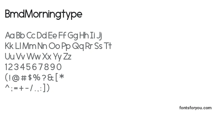 A fonte BmdMorningtype – alfabeto, números, caracteres especiais